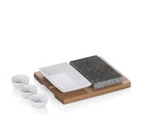 kela Set de 6 grilles en pierre, pierre chaude avec plat de service, coupelle & assiette, planche à steak en pierre de lave, Hot Stone Grill, COUNTRY