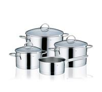 kela Set de casseroles à Induction 4 pièces Cailin, Set de casseroles avec Couvercle en Verre, Acier Inoxydable 18/10, sans revêtement, Brillant