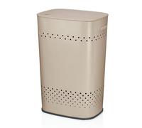kela Siège-panier à linge avec couvercle, collecteur de linge avec bonne circulation de l'air, bac à linge 39,5 x 29,5 x 57,5 cm, MALAGA, panier métallique beige