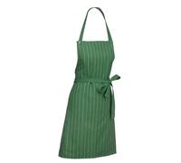 kela Tablier de cuisine 80 x 67 cm CORA, tablier de cuisine pour femmes et hommes, coton lavable, sangle réglable au niveau du cou, longue ceinture à nouer, rayures, vert