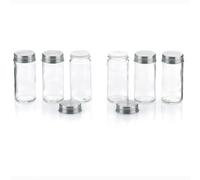 kela Verres à épices avec saupoudroir 6 pièces, saupoudroir à épices fin & gros, couvercle en inox, verre à épices rond, set de boîtes à épices, FIDELIS