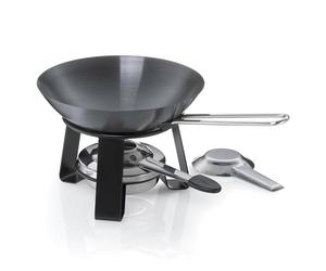 kela Wok en fonte 18 cm JOY, Mini-kit avec wok de table, réchaud et brûleur à pâte, petit, induction, poêle à wok 0,35L, sans PFAS