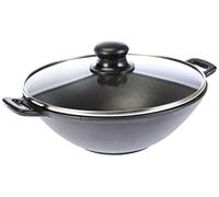 Kela Wok en fonte 24 cm 1,6L - Mini set à induction avec couvercle en verre, baguettes et pince