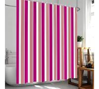KELAIMI Rideau de Douche 180X180 à Rayures Verticales Colorées - Rideau de Salle de Bain Moderne à Rayures Audacieuses avec Crochets - Imperméable,Style Contemporain Et Épuré,Modèle 13