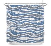 KELAIMI Rideau de Douche 180X200 à Rayures Simples - Rideau de Salle de Bain Moderne Style Ferme,Imprimé Aquarelle Abstraite,avec Crochets - Rideau de Bain Imperméable de Luxe,Style 2
