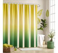 KELAIMI Rideau de Douche 240X200 à Rayures Dégradées,Rideau de Salle de Bain Moderne Et Épuré avec Crochets,Rideau de Bain à Rayures Style Ferme Jaune