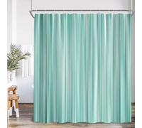 KELAIMI Rideau de Douche 240X200 à Rayures Verticales Fines Ombrées - Rideau de Salle de Bain Moderne Et Coloré avec Crochets - Rideau de Salle de Bain Style Ferme avec Crochets,Couleur Turquoise
