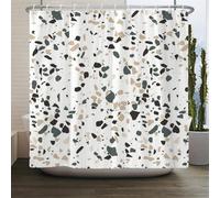KELAIMI Rideau de Douche Motif Terrazzo, Moderne, Simple, Géométrique, Imperméable, avec Crochets, pour Salle de Bain Décoration D'intérieur, Écran en Tissu Polyester, 180L x 200H cm (1 Panneau)