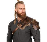 keland Armure d'épaule viking en cuir Pauldron Moyen-Âge Protection des épaules (Marron)