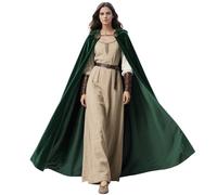 keland Cape médiévale avec capuche - Cape à capuche pour Halloween et cosplay - Avec broches viking - Vert