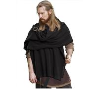 keland Châle Médiéval Capelet Cache EpauleLongue Écharpe avec Broche pour Femmes Hommes (Noir)