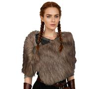 keland Col Fausse Fourrure Étole Cape d'épaule Écharpe Deguisement Viking Femme (Marron)