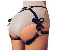 keland Femmes Sexy Punk Cuir Harnais De Corps Harajuku Jambe Caged Cuisse Holster Jarretières Gothique Ceinture pour Rave Outfits (Noir-001)