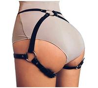 keland Femmes Sexy Punk Cuir Harnais De Corps Harajuku Jambe Caged Cuisse Holster Jarretières Gothique Ceinture pour Rave Outfits (Noir-002)