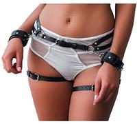 keland Femmes Sexy Punk Cuir Harnais De Corps Harajuku Jambe Caged Cuisse Holster Jarretières Gothique Ceinture pour Rave Outfits (Noir-003)