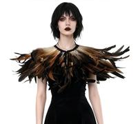 keland Femmes Victorien Plume Châle Etoles Cape Poncho Gothique Epaulettes Cache epaule de Plume pour Halloween Cosplay Costume de Maléfique (Couleur Naturelle)