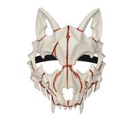 Keland Masque Squelette Loup Japonais Masque Animal Loup Garou D├ęguisement (A-Blanc)