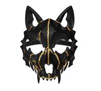 Keland Masque Squelette Loup Japonais Masque Animal Loup Garou D├ęguisement (A-Noir)