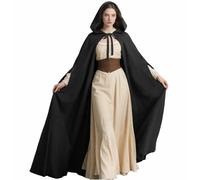 keland Renaissance Cape à capuche pour femme Cape médiévale à capuche avec trous pour les manches pour Halloween (noir)