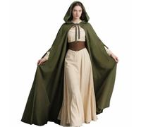 keland Renaissance Cape à capuche pour femme Cape médiévale à capuche avec trous pour les manches pour Halloween (vert armée)