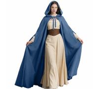 keland Renaissance Cape à capuche pour femme Cape médiévale à capuche avec trous pour les manches pour Halloween (bleu)
