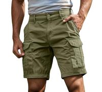 Kelandoom 2026 Short Cargo Homme Bermuda Elastique Chino Et Militaire Pantacourt Shorts Randonnée avec Fermeture Éclair - en Coton Blend Couleur Unie pour Outdoor Au Quotidien (armée Verte#1,L)