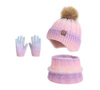 Kelandoom Bonnet Chaud Écharpe Gants Ensemble D'Enfant Trois Pièces Enfant Hiver Tricoté Tour De Cou Bébé Snood Garcon Gant Fille 12 Ans Bebe Pour Sports Plein Air (Rose,4-10 ans)