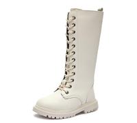 Kelandoom Bottes Enfant Avec Fermeture Bottines Mode Confortables Chaudes D'Équitation Mi-Mollet Desert Boots Garçon Chaussures D'Hiver Faux Cuir Fille Flexibles Et Respirantes (Beige,29)