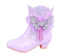 Kelandoom Bottine Fille Courte Confortable Bottines Confortables Chaudes Enfants Bottes De Neige Faux Cuir Garçon Chaussures Barefoot Botte Cowboy Randonnée Outdoor D'Escalade (Violet,32)