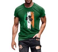 Kelandoom Chemises De La Saint-Patrick pour Homme,Nouveauté 3D Impression Shamrock des Lettres Tees Chemise Adéquation T-Shirts pour St Patricks Chemise Jabot Tee Shirt Homme Blanc XXL