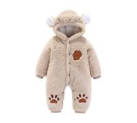 Kelandoom Combinaison De Neige Bébé Enfant Body Barboteuse À Capuche Hiver Manteau Enfant pour Polaire Dinosaures Baby Jumpsuit Winter Snowsuit Chaud Tenue Vêtement (Kaki,10-12 Mois)