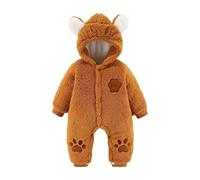 Kelandoom Combinaison De Neige Bébé Enfant Body Barboteuse À Capuche Hiver Manteau Enfant pour Polaire Dinosaures Baby Jumpsuit Winter Snowsuit Chaud Tenue Vêtement (Brun,7-9 Mois)