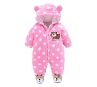 Kelandoom Combinaison De Neige pour Enfants Doudoune Manteau Barboteuses À Capuche Hiver Bebe Fille Ski Manteaux Et Blousons Baby Jumpsuit Winter Snowsuit Chaud Tenue (Rose,0-3 Mois)