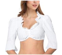 Kelandoom Dirndl Chemisier Femme en Dentelle,Chemise Blanche Robe Deguisement Carnaval Adulte Blouse Chic Et Élégant Grande Taille pour La Fête De Bière Fête de la Bière (Blanc,XL)