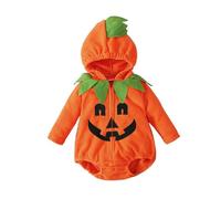 Kelandoom Ensemble Bébé Fille Citrouille Barboteuse Bebe 3-6 Mois Combinaisons Une Pièce + Casquette Chapeau Tarte À La Halloween Costume Deguisement 9 Ans Animée Garçon (A#Orange,12-18 Mois)