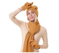 Kelandoom Ensemble Bonnet Écharpe Homme Écharpe Coupe-Vent Chapeau Tricoté Chaud Épais Echarpe Ecossaise Femme Gant Casque Tour De Cou Cache Ski Pour 3 En 1 Set Hiver (C,Taille unique)