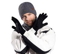 Kelandoom Ensemble Bonnet Gant Echarpe Femme Tricot Beanie Écharpe Hiver Et Gants Thermiques Écharpe Violet Enceinte Tour De Cou Masque Coupe Vent Pour L'Hiver Le Froid (Grey,Taille unique)