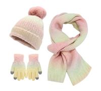 Kelandoom Ensemble Bonnet Homme Chaud Tricot Polaire Doublé Casquette Foulard Gant Écharpe Femme Echarpe Laine Tour De Cou Running Cache Hiver Moto Cycling Ski Snowboard (Rose,Taille unique)