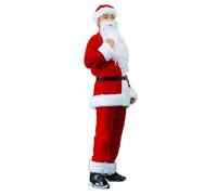 Kelandoom Ensemble Costume De Santa Claus Tenue pour Hommes Père Père Noël Saint Santa Claus Déguisement Père Costume Pere Noel en Velours Ensemble De Fête De Noël Cosplay Cosplay Party Carnaval