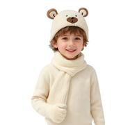 Kelandoom Ensemble De Bonnet Écharpe Gants 3 En 1 Pour Enfant Fille 4 Ans Chapeau Hiver Bébé Avec Et Tour Cou Garçon Bebe 2 Gant 5 Echarpe 24 Meses Sports Plein Air (Beige,4-10 ans)