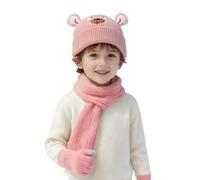 Kelandoom Ensemble De Bonnet Écharpe Gants 3 En 1 Pour Enfant Fille 4 Ans Chapeau Hiver Bébé Avec Et Tour Cou Garçon Bebe 2 Gant 5 Echarpe 24 Meses Sports Plein Air (Rose,4-10 ans)