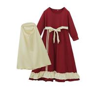Kelandoom Ensemble De Vêtements Prière pour Enfants Col Brodé Caftan Robe D’Arabie Saoudite Abaya Djellaba Garçon Enfant Priere Islamique Qamis Style Marocaine Dubaï (Rouge,7-8 Ans)