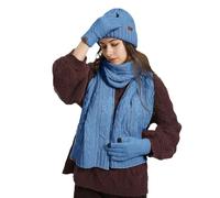 Kelandoom Ensemble Echarpe Bonnet Gant Cache Oreille Noir Hiver Chauffant Pompom Tube Écharpe Avec Gants Tour De Cou Masque Cagoule Moto Thermique Doublure En Polaire Cosy (Bleu,Taille unique)