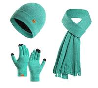 Kelandoom Ensemble Echarpe Bonnet Homme Hiver Épais Ensemble Pour Ski Bonnet D'Hiver Écharpe Et Gants Set Pour Femme Tour De Cou Buff Chapeau Cagoules Avec Foulard Et Gants Avec Doublure En Polaire