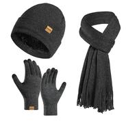 Kelandoom Ensemble Gants Bonnet Écharpe Hiver Homme Hiver Bonnet Écharpe Ensemble Gants - Bonnet Coupe-Vent Écharpe Chaude 2 En 1 Bonnet Echarpe Femme Echarpe Coupe-Vent Cadeau Homme Femme