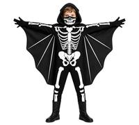 Kelandoom Halloween Carnaval Noël Noel Costume De Squelette Phosphorescent Pour Halloween, Jeu Rôle Et Fête Garçons (Black, 11-12 Years)