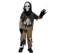 Kelandoom Halloween Carnaval Noël Noel Elegant Halloween Boy Skeleton Costume For Stage Party Cosplay Dress Up Outfit Boys Event (Khaki, 10-12 Years)