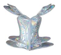 Kelandoom Halloween Carnaval Noël Noel Shiny Corset Bodysuit Stage Performance Space Catsuit Futuristic Costume (Silver, L)