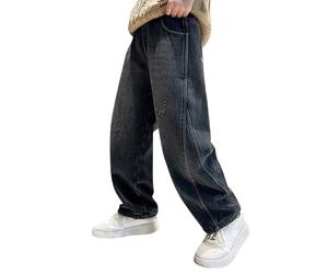 Kelandoom Jeans Garçon Skinny Fit Jean Class Soft Performance Pantalons en Denim Pant Pantalon Style Urbain Hip Hop Streetwear Droit Tour De Hanches Medium Ado Garcon 16 Ans (Le Noir,14-15 Ans)