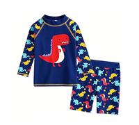 Kelandoom Maillot De Bain Bébé Garçon 3 Pièces Deux Pièce Bebe Garcon Manche Longue Manches Courtes avec Chapeau Soleil Swimsuit Trunk and Rashguard Set Natation Bermuda (Bleu foncé,7-8 Ans)